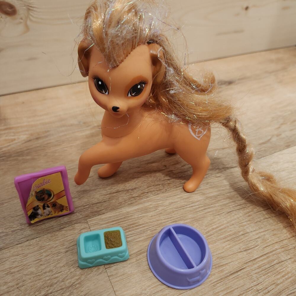 Barbie Mattel 1994 Mandi Pet Puppy Dog Glitter Hair Pretty Lovin Toy Food Dish